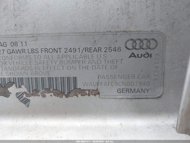 Aukcja sprzedaży 2012 Audi A4 2.0t Premium, vin: WAUFFAFL9CN007940, numer aukcji: 45261311