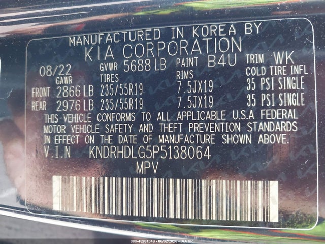 Продажа на аукционе авто 2023 Kia Sorento Hybrid Ex, vin: KNDRHDLG5P5138064, номер лота: 45261348