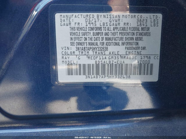 Nissan SENTRA S 2017 3N1AB7AP9HY332638 Image 9