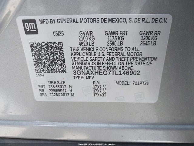 3GNAXHEG7TL146902 Chevrolet Equinox Fwd Lt
