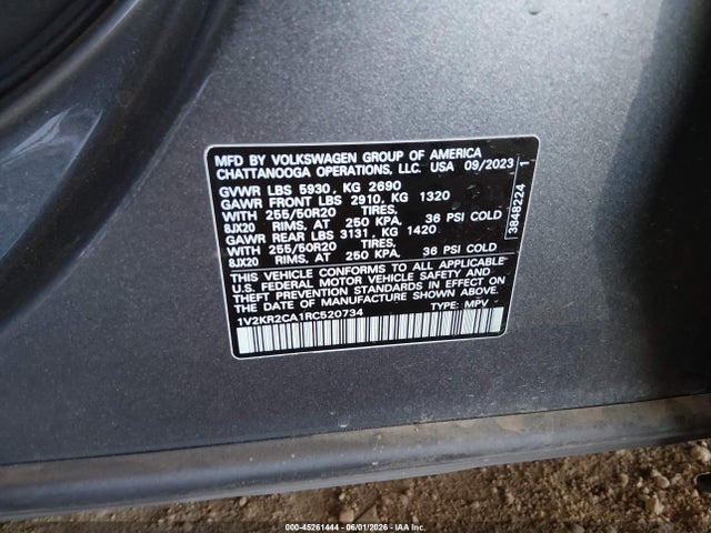 2024 Volkswagen Atlas 2.0t Se W/technology მანქანა იყიდება აუქციონზე, vin: 1V2KR2CA1RC520734, აუქციონის ნომერი: 45261444