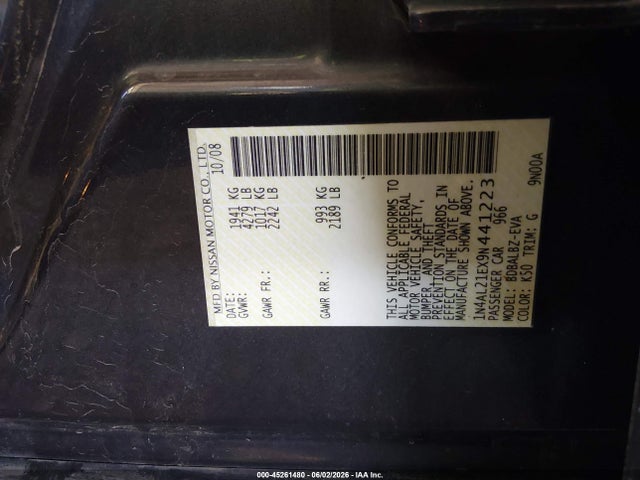 Aukcja sprzedaży 2009 Nissan Altima 2.5 S, vin: 1N4AL21EX9N441223, numer aukcji: 45261480
