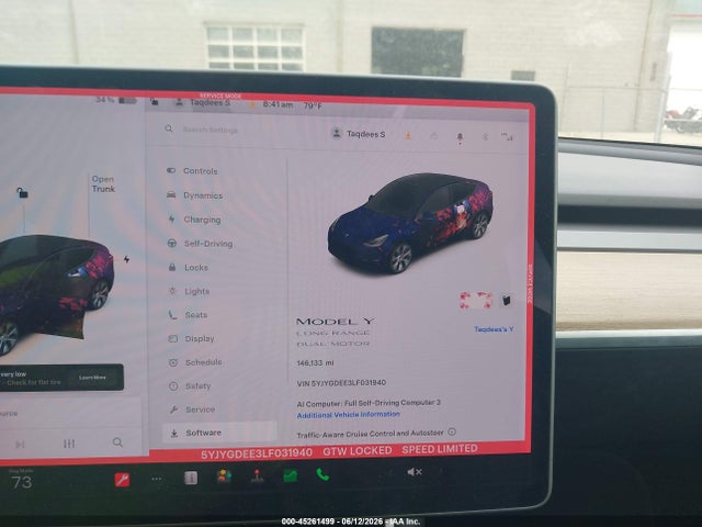 2020 Tesla Model Y Long Range Dual Motor All-wheel Drive მანქანა იყიდება აუქციონზე, vin: 5YJYGDEE3LF031940, აუქციონის ნომერი: 45261499