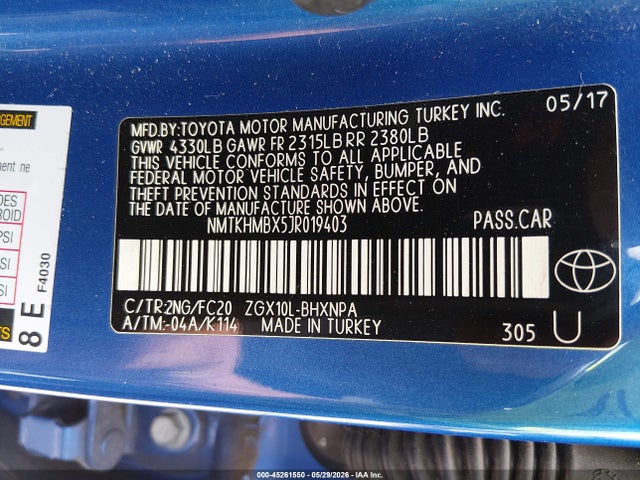 Aukcja sprzedaży 2018 Toyota C-hr Xle Premium, vin: NMTKHMBX5JR019403, numer aukcji: 45261550