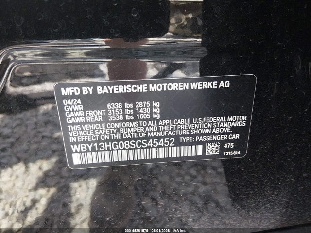 WBY13HG08SCS45452 BMW I5 Xdrive40