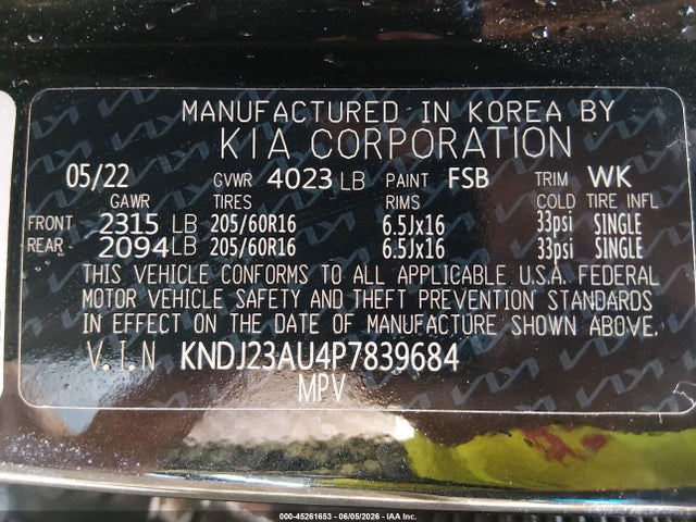 KNDJ23AU4P7839684 KIA SOUL LX
