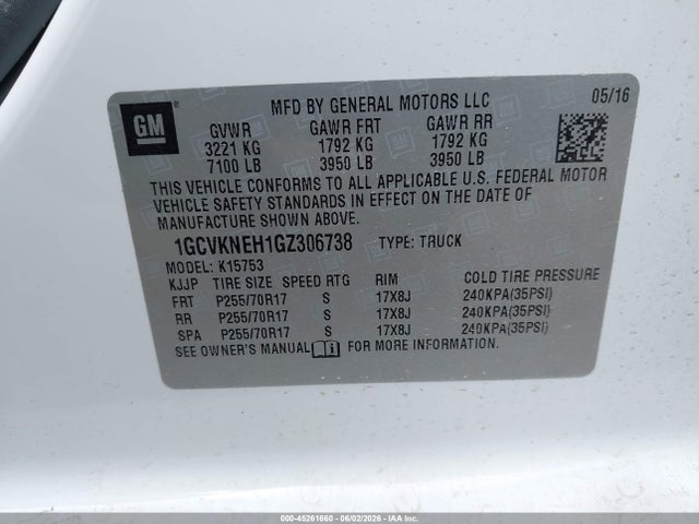1GCVKNEH1GZ306738 Chevrolet Silverado 1500 Wt