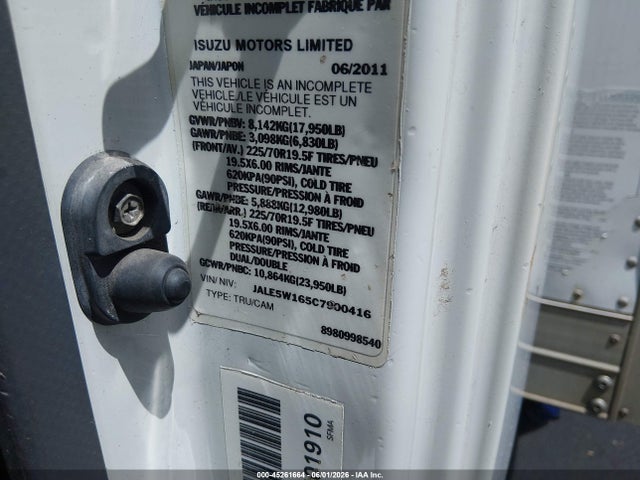 Aukcja sprzedaży 2012 Isuzu Dsl Reg, vin: JALE5W165C7900416, numer aukcji: 45261664