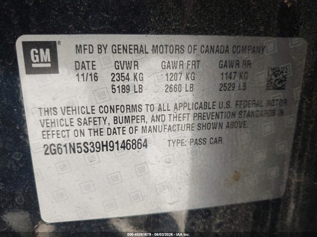 Продажа на аукционе авто 2017 Cadillac Xts Luxury, vin: 2G61N5S39H9146864, номер лота: 45261679