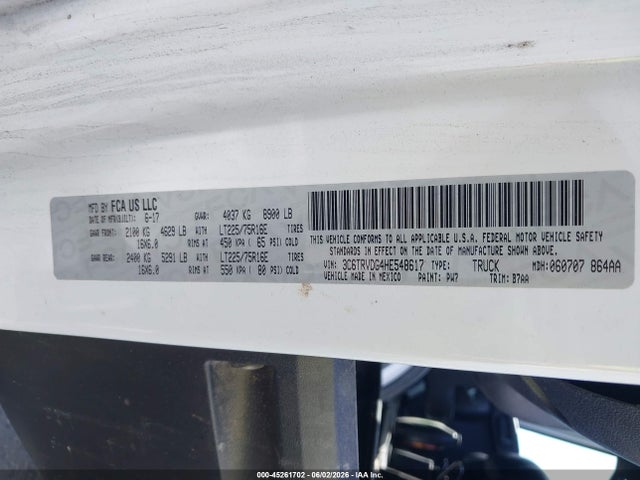 3C6TRVDG4HE548617 RAM Promaster 2500 High Roof 159 Wb