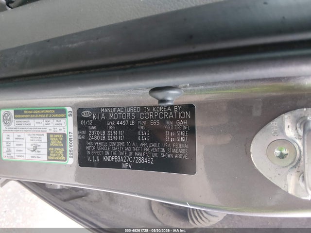 Продажа на аукционе авто 2012 Kia Sportage Lx, vin: KNDPB3A27C7288492, номер лота: 45261728