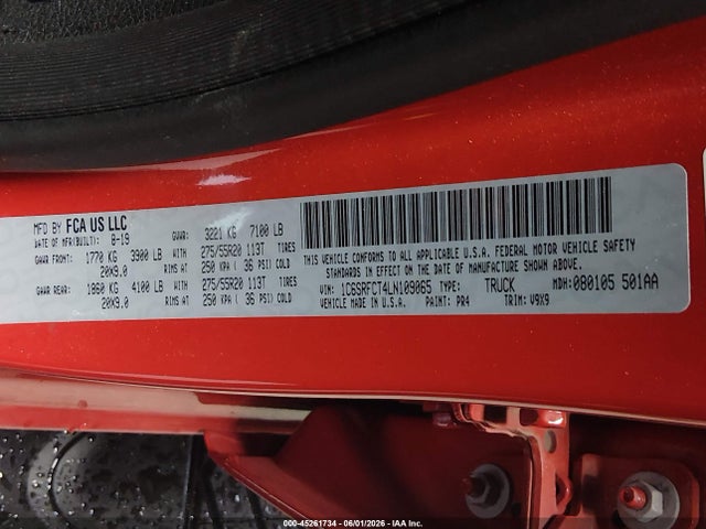 Продажа на аукционе авто 2020 Ram 1500 Tradesman  4x4 6'4 Box, vin: 1C6SRFCT4LN109065, номер лота: 45261734