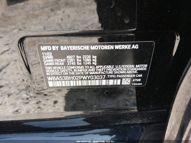 Aukcja sprzedaży 2023 Bmw 530 I, vin: WBA53BH02PWY03037, numer aukcji: 45261761