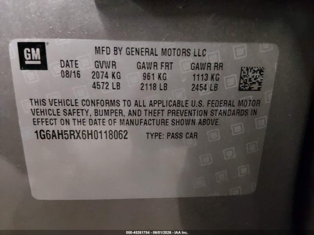 Продажа на аукционе авто 2017 Cadillac Ats Luxury, vin: 1G6AH5RX6H0118062, номер лота: 45261784