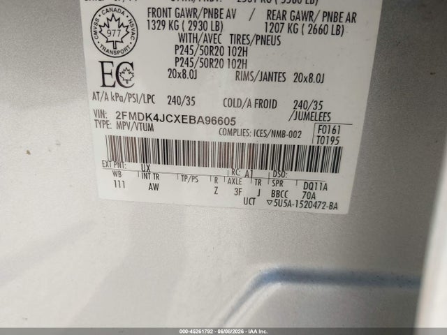 Ford EDGE SEL 2014 2FMDK4JCXEBA96605 Image 9