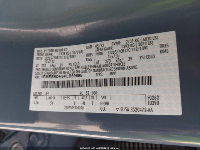 Продаж на аукціоні авто 2023 Ford Bronco Black Diamond, vin: 1FMEE5DH6PLB69898, номер лоту: 45261823