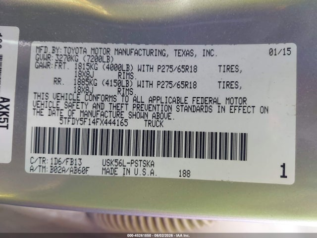 5TFDY5F14FX444165 Toyota Tundra Sr5 5.7l V8