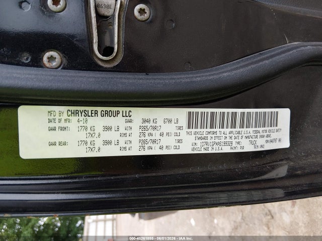 45261855 :رقم المزاد ، 1D7RV1GPXAS199328 vin ، 2010 Dodge Ram 1500 St مزاد بيع