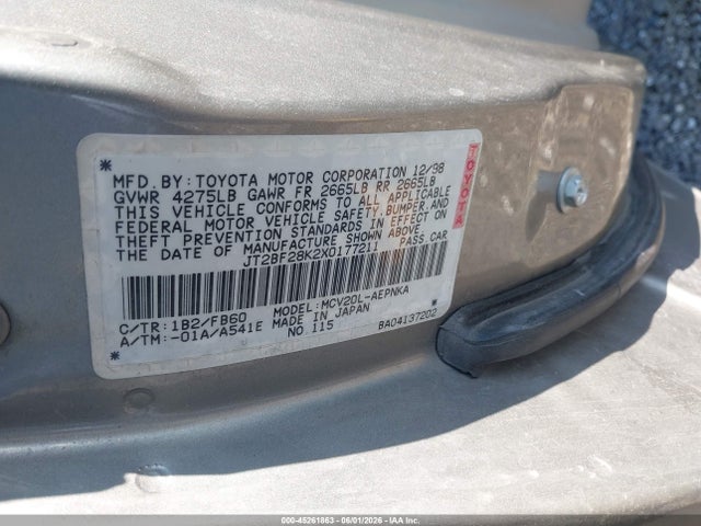 Aukcja sprzedaży 1999 Toyota Camry Le V6, vin: JT2BF28K2X0177211, numer aukcji: 45261863