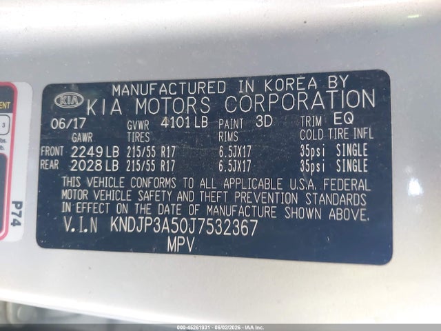 45261931 :رقم المزاد ، KNDJP3A50J7532367 vin ، 2018 Kia Soul + مزاد بيع