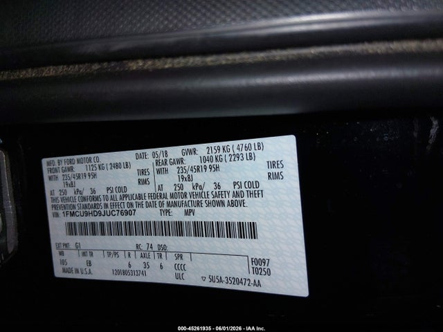 Ford ESCAPE SEL 2018 1FMCU9HD9JUC76907 Image 9