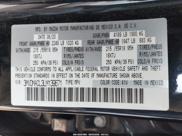Продаж на аукціоні авто 2020 Mazda Cx-30 Select Package, vin: 3MVDMACL3LM139671, номер лоту: 45261969