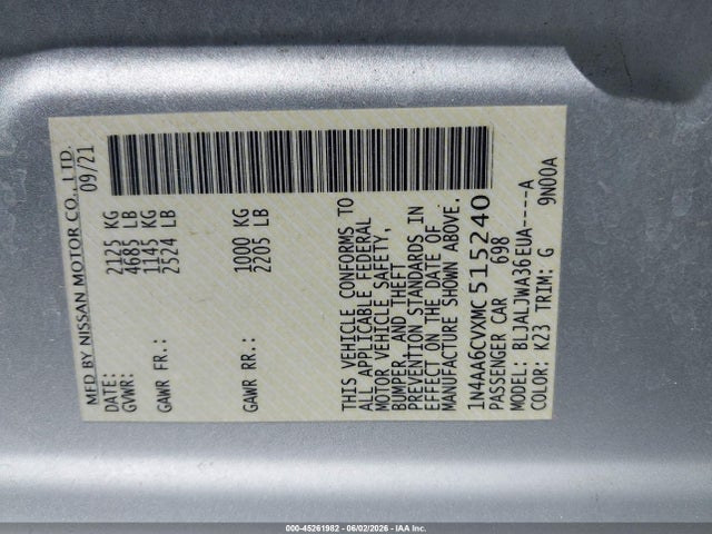 Nissan Maxima Sv Xtronic Cvt 2021 1N4AA6CVXMC515240 Image 9