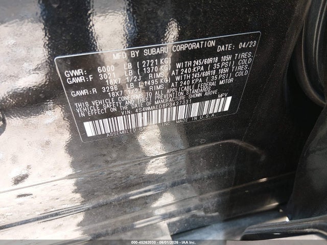 45262030 :رقم المزاد ، 4S4WMAED8P3437331 vin ، 2023 Subaru Ascent Premium 7-passenger مزاد بيع