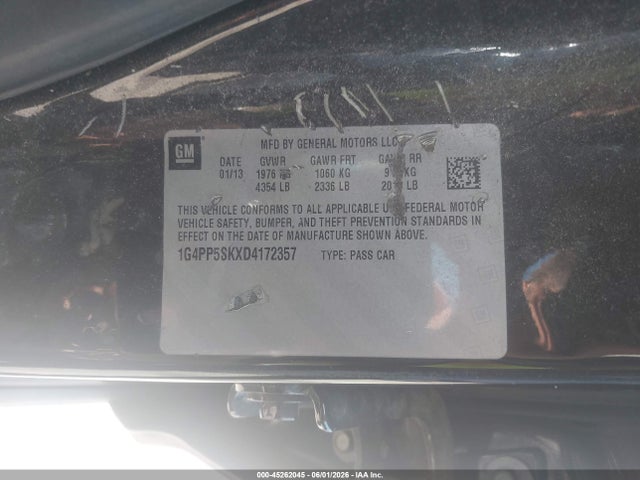 45262045 :رقم المزاد ، 1G4PP5SKXD4172357 vin ، 2013 Buick Verano مزاد بيع