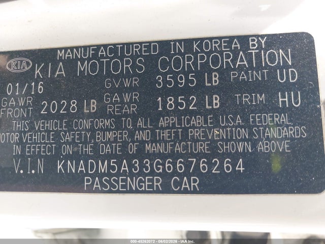 KIA RIO LX 2016 KNADM5A33G6676264 Image 9