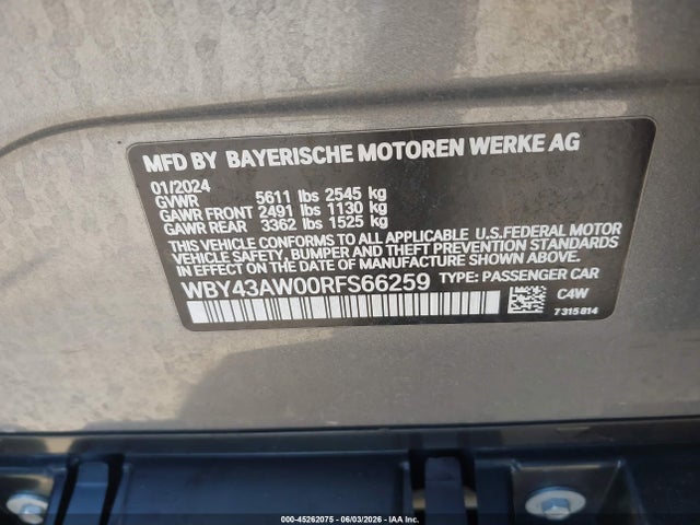 BMW I4 Gran Coupe Edrive35 2024 WBY43AW00RFS66259 Image 9