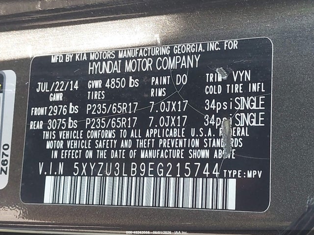 Продажа на аукционе авто 2014 Hyundai Santa Fe Sport 2.4l, vin: 5XYZU3LB9EG215744, номер лота: 45262086