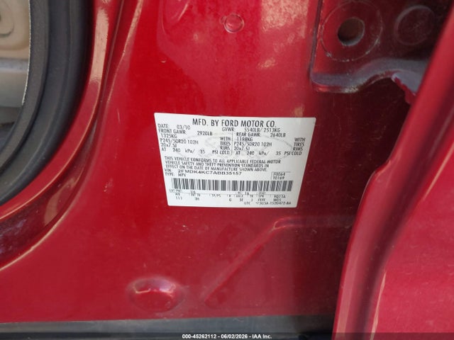 Aukcja sprzedaży 2010 Ford Edge Limited, vin: 2FMDK4KC7ABB35157, numer aukcji: 45262112