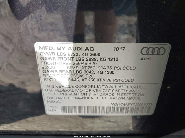 Продажа на аукционе авто 2018 Audi Sq5 3.0t Premium Plus, vin: WA1C4AFY7J2081633, номер лота: 45262185