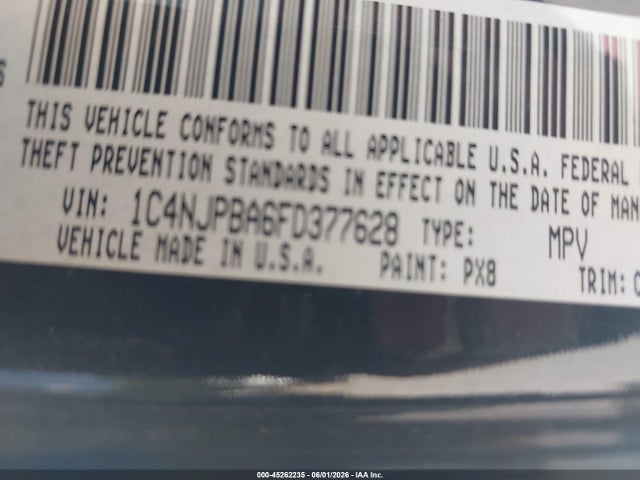 2015 Jeep Patriot Altitude Edition მანქანა იყიდება აუქციონზე, vin: 1C4NJPBA6FD377628, აუქციონის ნომერი: 45262235