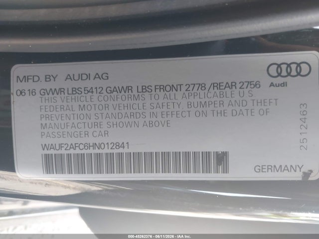 Продажа на аукционе авто 2017 Audi A6 3.0t Premium Plus, vin: WAUF2AFC6HN012841, номер лота: 45262376