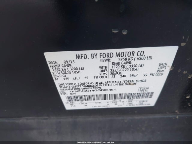 Продаж на аукціоні авто 2016 Ford Explorer Sport, vin: 1FM5K8GT4GGB06494, номер лоту: 45262384