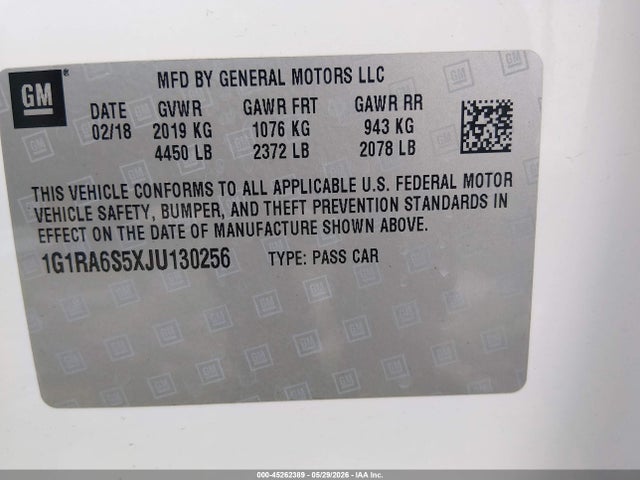 Chevrolet VOLT LT 2018 1G1RA6S5XJU130256 Image 9