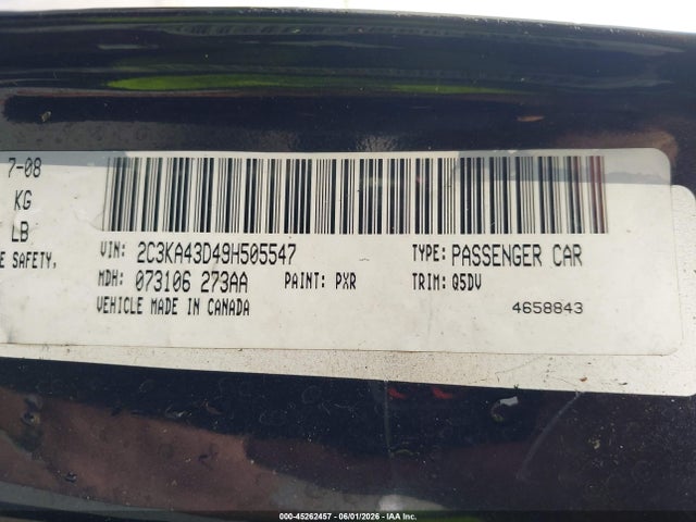 45262457 :رقم المزاد ، 2C3KA43D49H505547 vin ، 2009 Chrysler 300 Lx مزاد بيع