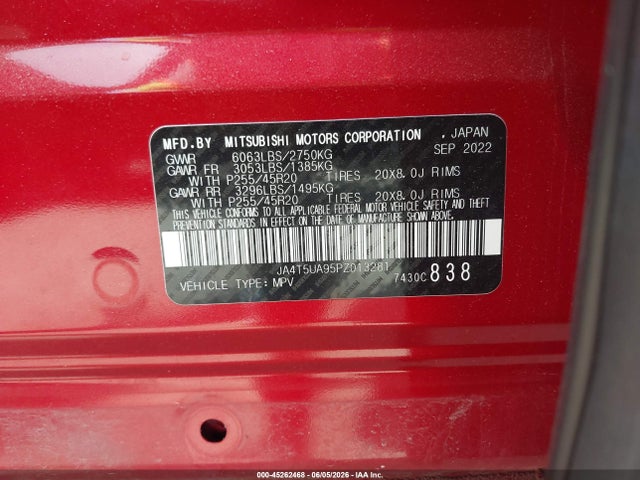 Aukcja sprzedaży 2023 Mitsubishi Outlander Phev Se S-awc, vin: JA4T5UA95PZ013281, numer aukcji: 45262468