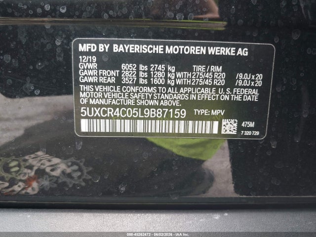 Aukcja sprzedaży 2020 Bmw X5 Sdrive40i, vin: 5UXCR4C05L9B87159, numer aukcji: 45262472