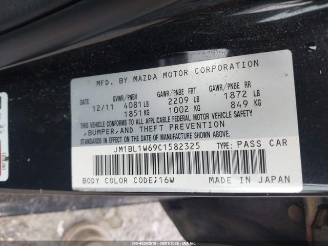 Продаж на аукціоні авто 2012 Mazda Mazda3 S Grand Touring, vin: JM1BL1W69C1582325, номер лоту: 45262518