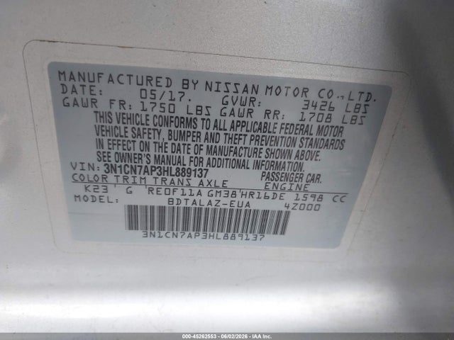 Nissan Versa 1.6 S+ 2017 3N1CN7AP3HL889137 Image 9