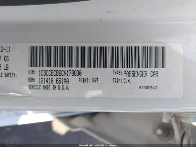 Продаж на аукціоні авто 2012 Chrysler 200 Limited, vin: 1C3CCBCB6CN178830, номер лоту: 45262627