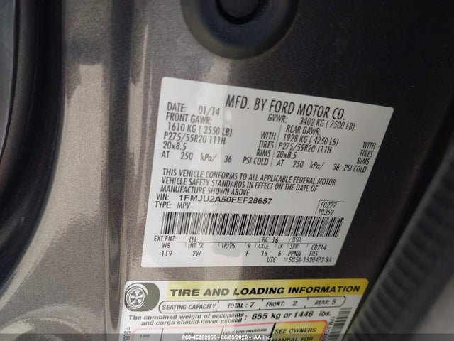 Ford Expedition Limited 2014 1FMJU2A50EEF28657 Image 9