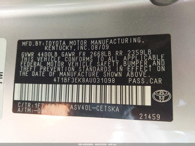 Продажа на аукционе авто 2010 Toyota Camry Se, vin: 4T1BF3EK8AU031098, номер лота: 45262696