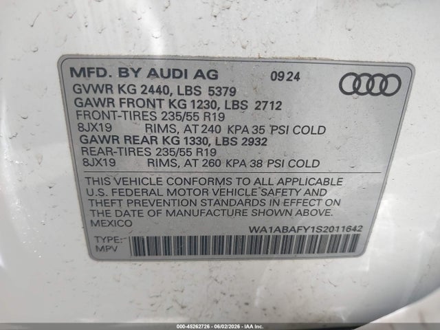 Продаж на аукціоні авто 2025 Audi Q5 Premium 40 Tfsi Quattro S Tronic, vin: WA1ABAFY1S2011642, номер лоту: 45262726