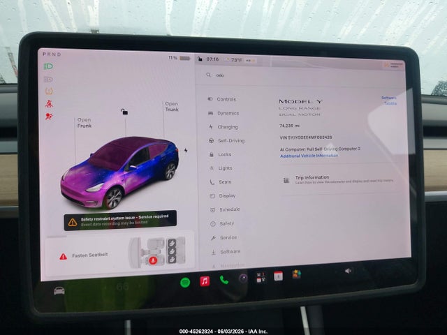 45262824 :رقم المزاد ، 5YJYGDEE4MF063426 vin ، 2021 Tesla Model Y Long Range Dual Motor All-wheel Drive مزاد بيع