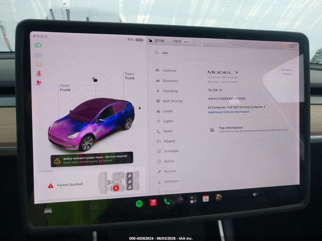 45262824 :رقم المزاد ، 5YJYGDEE4MF063426 vin ، 2021 Tesla Model Y Long Range Dual Motor All-wheel Drive مزاد بيع