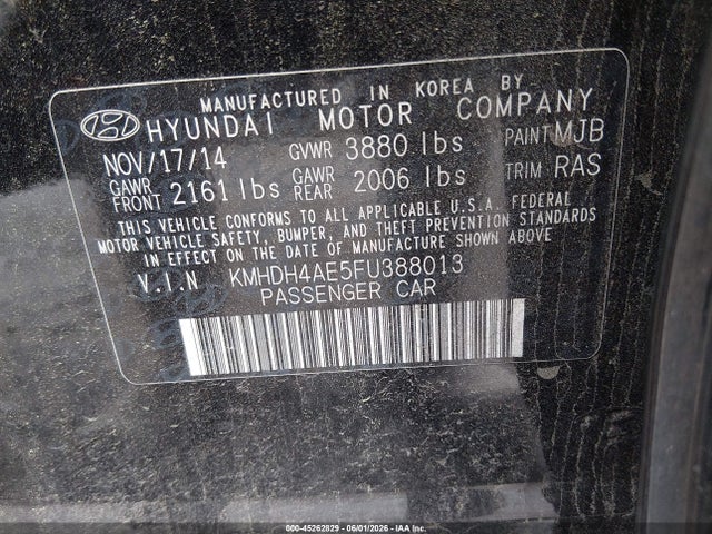 Продаж на аукціоні авто 2015 Hyundai Elantra Se, vin: KMHDH4AE5FU388013, номер лоту: 45262829